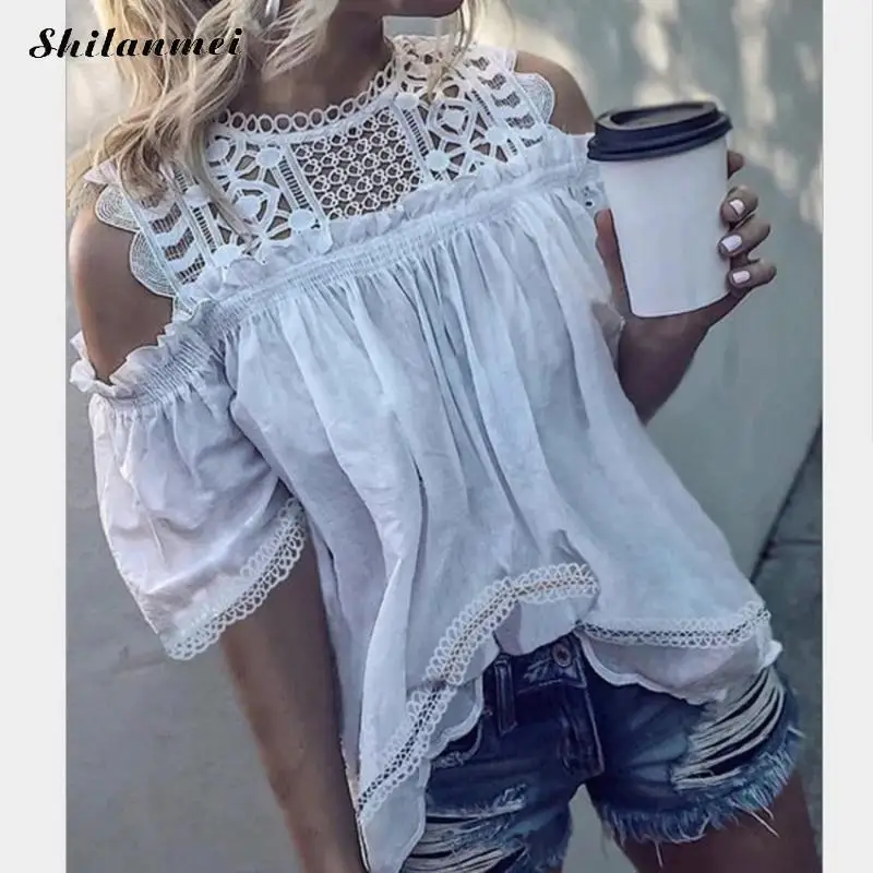 Summer Design Women Fashion Plus Size White Blouses Hollow Lace Slim Fit Tops Clothing Female Shirts Ladies Blusas 2019
Summer Design Women Fashion Plus Size White Blouses Hollow Lace Slim Fit Tops Clothing Female Shirts Ladies Blusas 2019