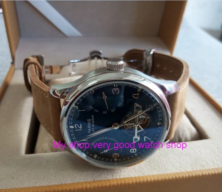 43mm PARNIS Blue dial power reserve Automatic Self-Wind Mechanical movement men's watch butterfly buckle watch strap zdgd29
43mm PARNIS Blue dial power reserve Automatic Self-Wind Mechanical movement men's watch butterfly buckle watch strap zdgd29