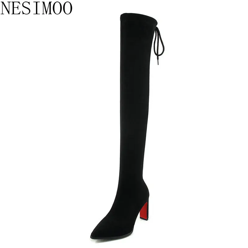 NESIMOO 2019 Women Over Knee High Boots Nubuck Thin High Heel Slip on Pointed Toe Fashion Westrn Style Women Boots Size 33-43
NESIMOO 2019 Women Over Knee High Boots Nubuck Thin High Heel Slip on Pointed Toe Fashion Westrn Style Women Boots Size 33-43