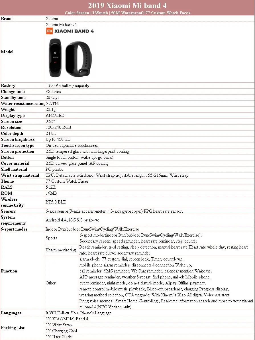 Page - Xiaomi Mi Band 4 Music Smart Band Heart Rate Fitness Watch 135 mAh Color Screen Bluetooth 5.0