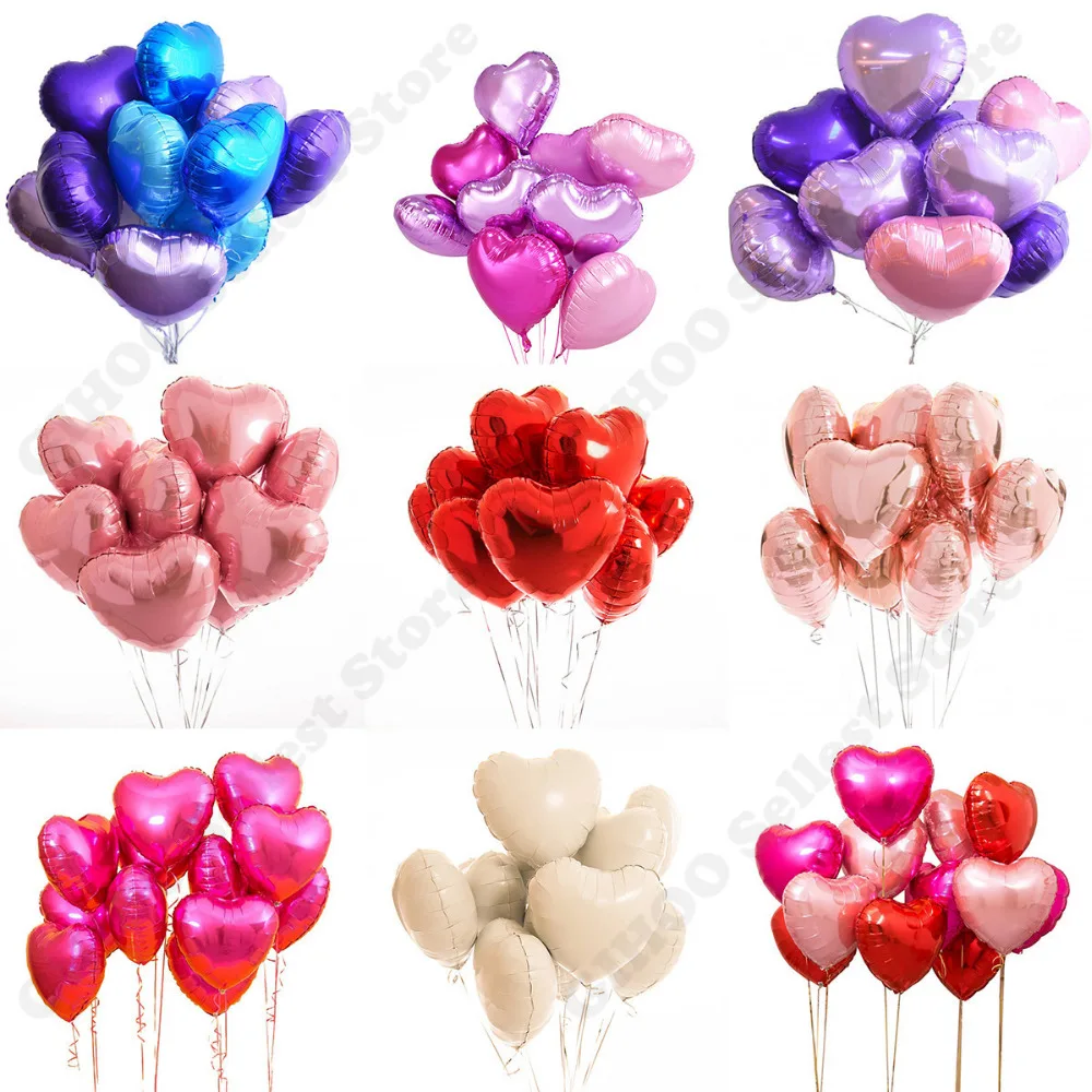 

5pcs 18inch Baby Shower Party Foil Balloon Pink&Blue Heart Shaped Helium Air Ball Wedding Birthday Party Decoration Balloons