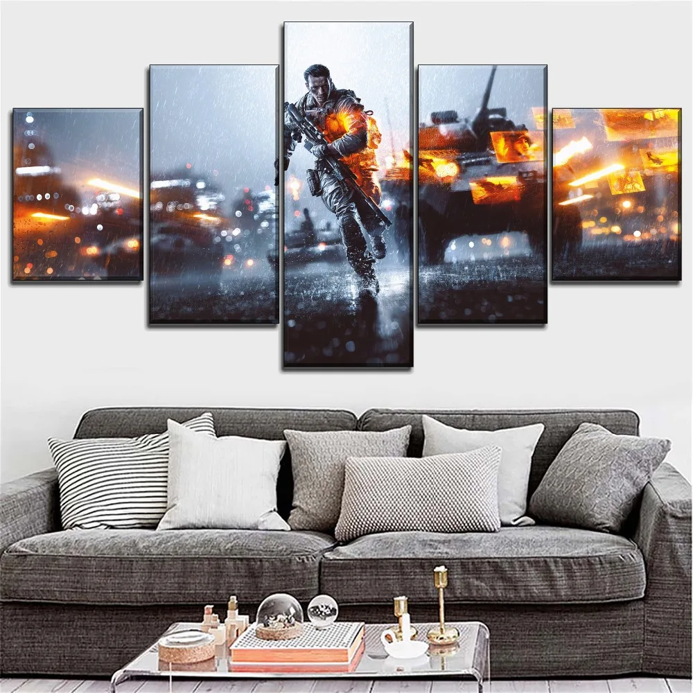 Modular Painting Home Decorative 5 Pieces Wall Art Soldiers And Tanks Poster Games Battlefield 4 Picture Modern Canvas Print
Modular Painting Home Decorative 5 Pieces Wall Art Soldiers And Tanks Poster Games Battlefield 4 Picture Modern Canvas Print