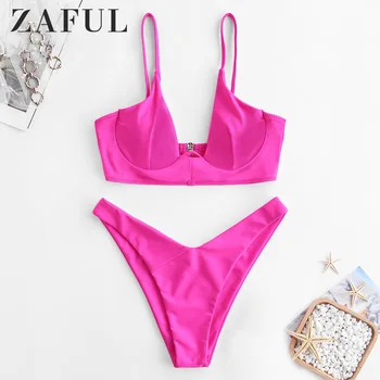 ZAFUL Bikini Underwire High Cut Neon Bikini Set Spaghetti Straps Padded Solid Swimsuit Women Swimwear Push Up Bathing Suit 2019
ZAFUL Bikini Underwire High Cut Neon Bikini Set Spaghetti Straps Padded Solid Swimsuit Women Swimwear Push Up Bathing Suit 2019
