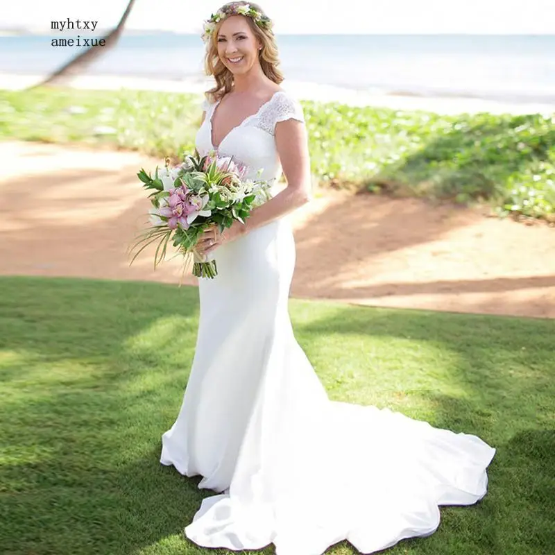 Sexy Vestido De Noiva Deep V-neck Mermaid Wedding Dress 2020 Cap Sleeve Lace Chiffon Backless China Bridal Gowns Robe De Mariee
Sexy Vestido De Noiva Deep V-neck Mermaid Wedding Dress 2020 Cap Sleeve Lace Chiffon Backless China Bridal Gowns Robe De Mariee