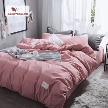 SlowDream Pink Bedding Set Solid Color Luxury Bedspread Flat Sheet Pillowcase Bed Linens Bedclothes Japan Style Duvet Cover Set
SlowDream Pink Bedding Set Solid Color Luxury Bedspread Flat Sheet Pillowcase Bed Linens Bedclothes Japan Style Duvet Cover Set