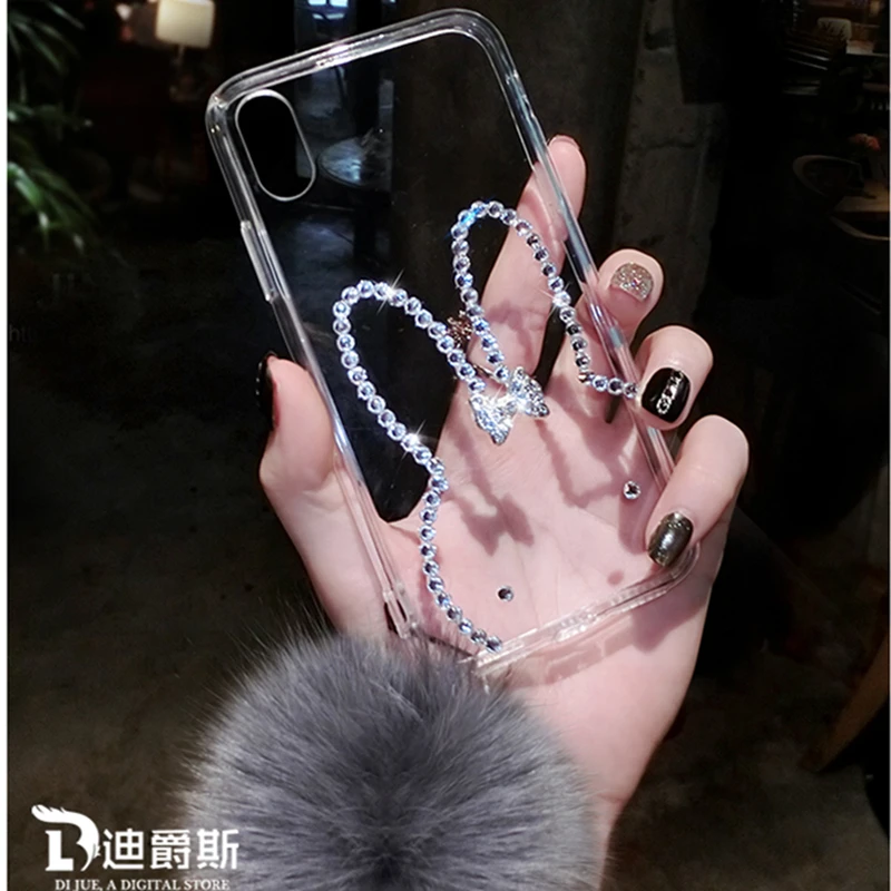 Luxury cute diamond bow rabbit fur ball transparent soft case for iphone X XR XS MAX 7 8 plus 6S for samsung S8 S9 S10 Note 9
Luxury cute diamond bow rabbit fur ball transparent soft case for iphone X XR XS MAX 7 8 plus 6S for samsung S8 S9 S10 Note 9