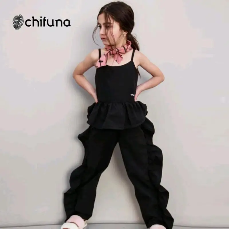 chifuhna New Summer Black Sling+pants Ruffle Fashionable Sets Soft Casual 2-6 Years Old Children Clothhes Kids Sets Girls Set
chifuhna New Summer Black Sling+pants Ruffle Fashionable Sets Soft Casual 2-6 Years Old Children Clothhes Kids Sets Girls Set