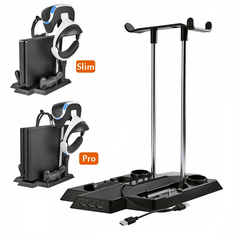 PS4 Slim/Pro/PS VR Move Charging Dock Station Base Stand with PSVR Headset Holder & 4 Move Controller Charger PS 4 Accessories
PS4 Slim/Pro/PS VR Move Charging Dock Station Base Stand with PSVR Headset Holder & 4 Move Controller Charger PS 4 Accessories