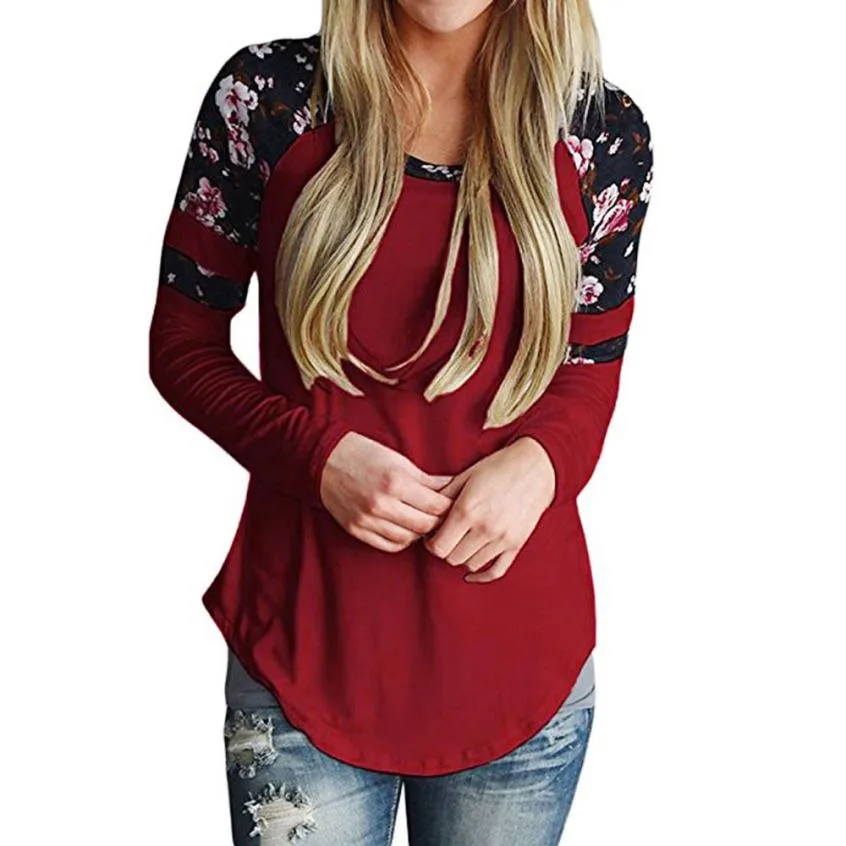 2019 Winter Women t-shirt Floral Printing Patchwork Shirt Long Sleeve girl Casual Shirt Tops blusas Polyester Printing Causal sh
2019 Winter Women t-shirt Floral Printing Patchwork Shirt Long Sleeve girl Casual Shirt Tops blusas Polyester Printing Causal sh