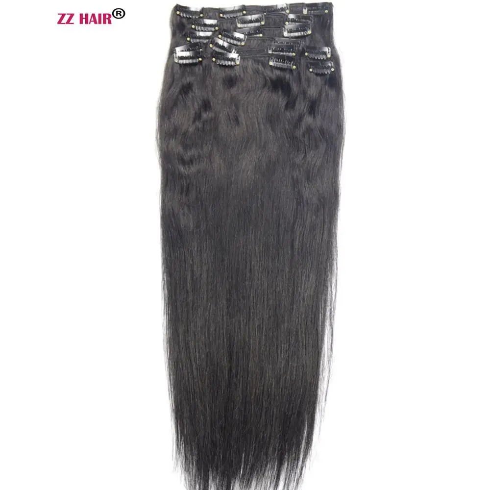 

ZZHAIR 140g-280g 16"-24" Machine Made Remy Hair 10pcs Set Clips In Human Hair Extensions Full Head Set Natural Straight Hair