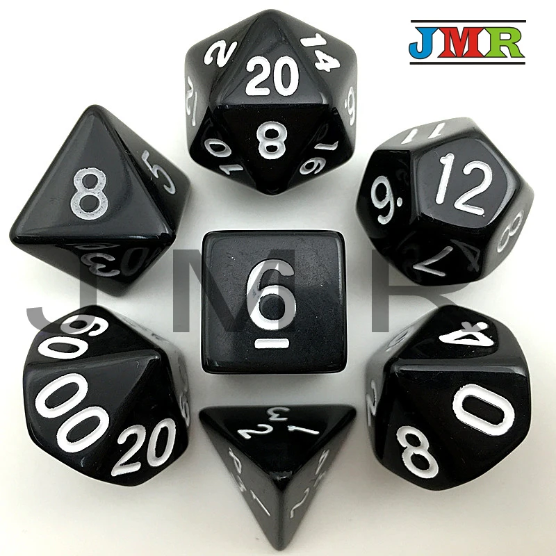 Hot Sale High Quality Black with Withe Ink Color 7pc/lot Opaque Dice Set D4,D6,D8,D10,D10%,D12,D20 Portable Dice Set Dnd Rpg
Hot Sale High Quality Black with Withe Ink Color 7pc/lot Opaque Dice Set D4,D6,D8,D10,D10%,D12,D20 Portable Dice Set Dnd Rpg
