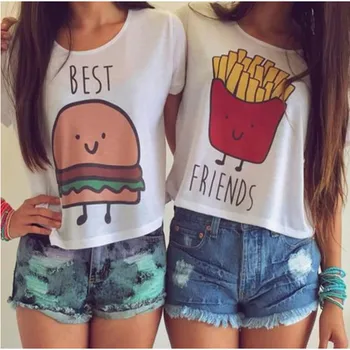 Fashion Girls Summer French Fries Hamburger Best Friends O-Neck Short Sleeve Short T-Shirts
Fashion Girls Summer French Fries Hamburger Best Friends O-Neck Short Sleeve Short T-Shirts