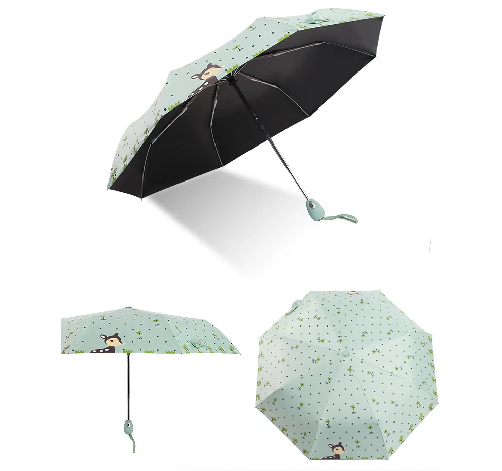 Fully automatic Children Umbrella Small Fresh Boys Girls Folding Fully automatic Children Umbrella Small Fresh Boys Girls Folding Kids Umbrella Black Coating Sunscreen Sunny and Rainy Umbrella us960