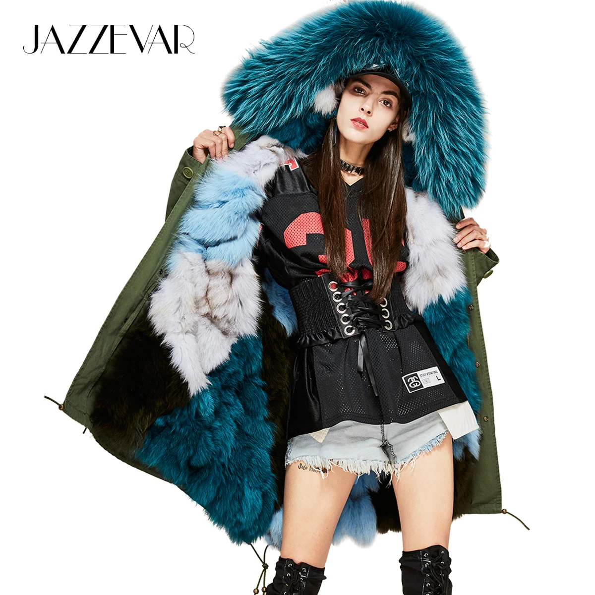 JAZZEVAR 2019 New Woman Luxurious Real Fox fur lining Military Parka MIDI Large Raccoon fur Hooded Coat Outwear Winter Jacket
JAZZEVAR 2019 New Woman Luxurious Real Fox fur lining Military Parka MIDI Large Raccoon fur Hooded Coat Outwear Winter Jacket
