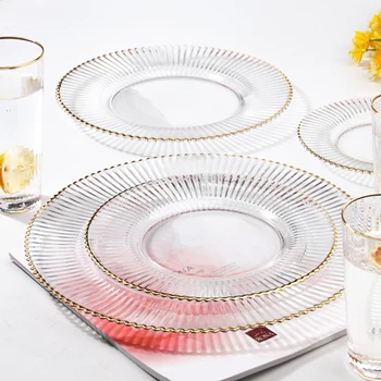 Gold Edge Glass Plates Set Champagne Glass Cup High-class Dinnerware Set Western Food Tray Transparent Fruit Dish Glass Cup 1pcs
Gold Edge Glass Plates Set Champagne Glass Cup High-class Dinnerware Set Western Food Tray Transparent Fruit Dish Glass Cup 1pcs