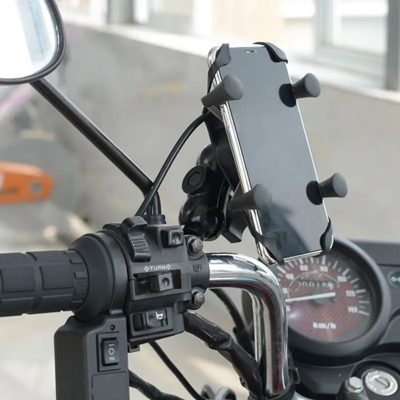 Motorcycle Cell Phone Grip Clamp Stand Holder Mount Bracket With USB Charger Socket For Smartphones
Motorcycle Cell Phone Grip Clamp Stand Holder Mount Bracket With USB Charger Socket For Smartphones