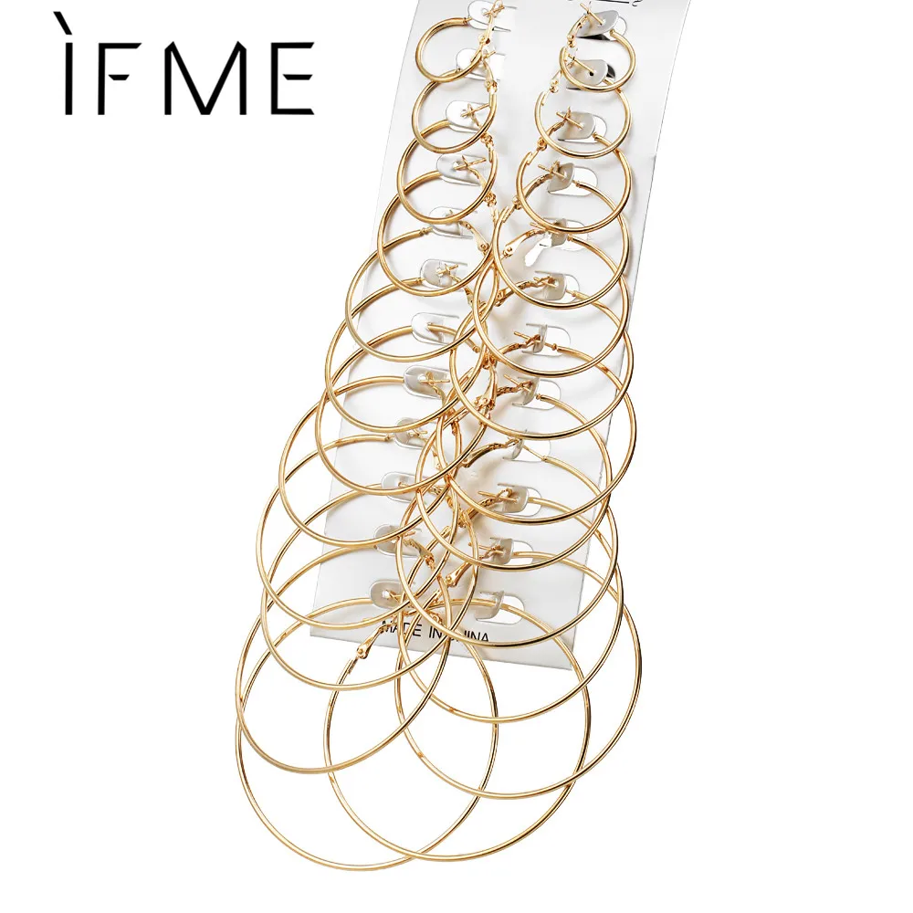 IF ME Fashion 12pair/Set Big Round Hoop Earrings Set for Women Gold Color Geometric Circle Earrings Jewelry Oversize Brincos
IF ME Fashion 12pair/Set Big Round Hoop Earrings Set for Women Gold Color Geometric Circle Earrings Jewelry Oversize Brincos