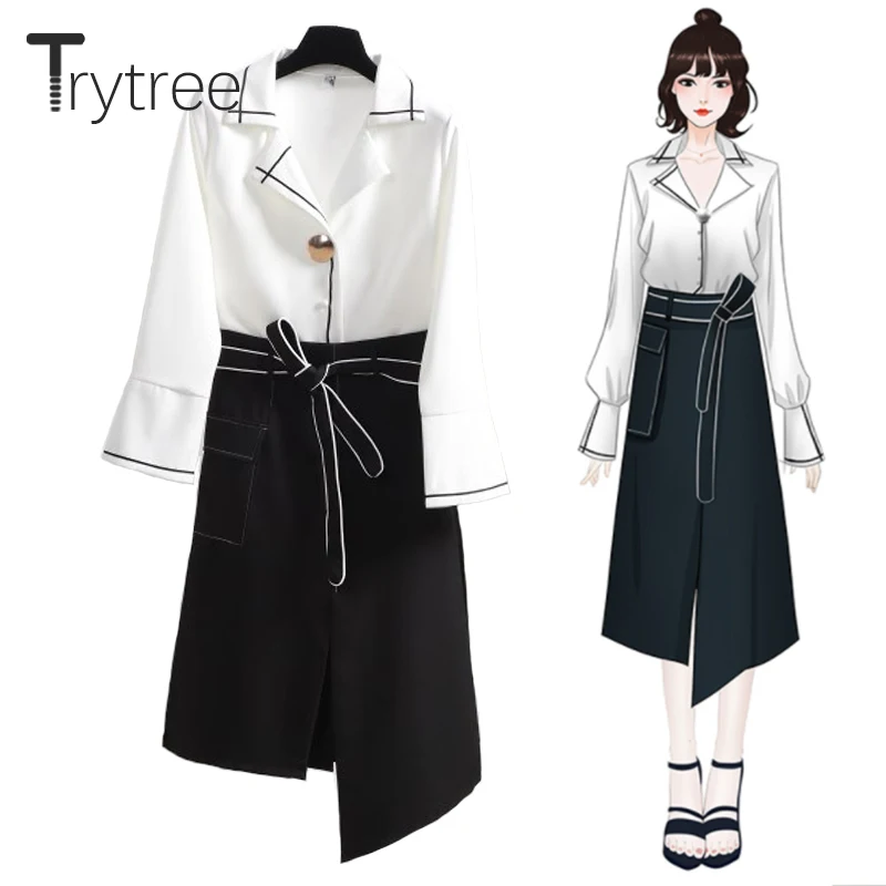 Trytree summer Autumn Women two piece set Casual Solid Fashion White Top + Skirt Sashes Office Lady Polyester Suit 2 Piece Set
Trytree summer Autumn Women two piece set Casual Solid Fashion White Top + Skirt Sashes Office Lady Polyester Suit 2 Piece Set