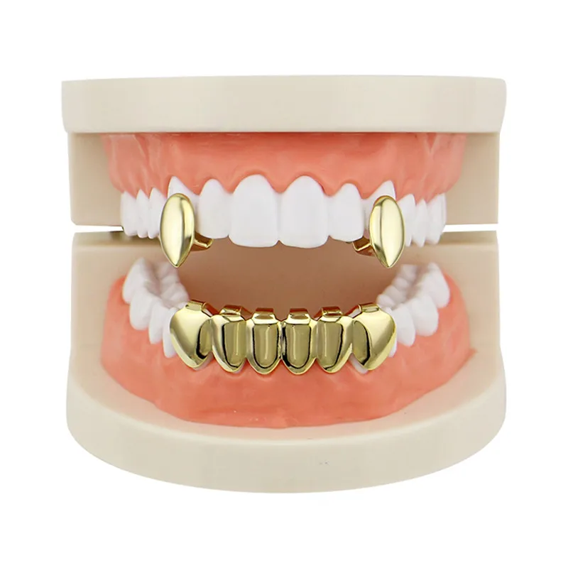 Punk Gold Teeth Grills Top&Bottom Hip Hop Grills Dental Vampire Fang Teeth Caps Halloween Cosplay Jewelry Party XHYT1059-4
Punk Gold Teeth Grills Top&Bottom Hip Hop Grills Dental Vampire Fang Teeth Caps Halloween Cosplay Jewelry Party XHYT1059-4