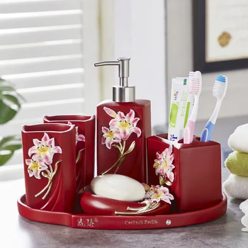 Bathroom five-piece bathroom supplies wash set wash cup brush teeth mouth cup married newlywed housewarming gift LO724325
Bathroom five-piece bathroom supplies wash set wash cup brush teeth mouth cup married newlywed housewarming gift LO724325