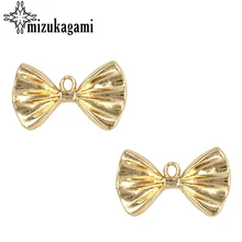 

13*22mm 10pcs/lot Zinc Alloy Charms Pendant Golden Cute Bowknot Shape For DIY Necklace Jewelry Making Finding Accessories