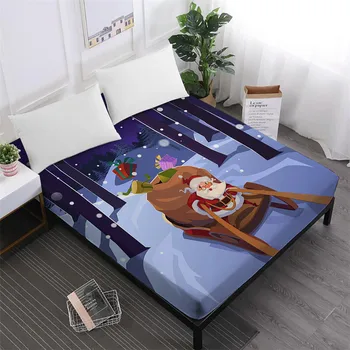 New Christmas Bed Sheet Cartoon Santa Sleigh Print Fitted Sheet Snow Forest Printed Bedclothes Festival Gift Home Decor
New Christmas Bed Sheet Cartoon Santa Sleigh Print Fitted Sheet Snow Forest Printed Bedclothes Festival Gift Home Decor