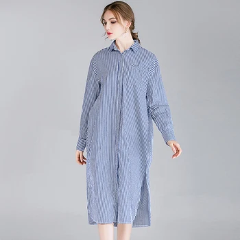 Shirt Dresses Cotton Long Sleeve Plus Size Striped Spring Summer 2019 Women Basic Strip Split Shirt Dress All Match Lady Dress
Shirt Dresses Cotton Long Sleeve Plus Size Striped Spring Summer 2019 Women Basic Strip Split Shirt Dress All Match Lady Dress