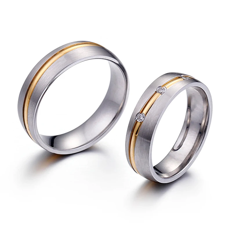 Lover's Ring Gold Color Line Stainless Steel Matte Finish Wedding Ring 3 Zirconia Couple Alliance Engagement Jewelry Ring 2018
Lover's Ring Gold Color Line Stainless Steel Matte Finish Wedding Ring 3 Zirconia Couple Alliance Engagement Jewelry Ring 2018