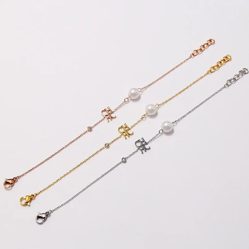Hot fashion charm titanium steel jewelry simple joker CHC pearl bracelet three colors
Hot fashion charm titanium steel jewelry simple joker CHC pearl bracelet three colors