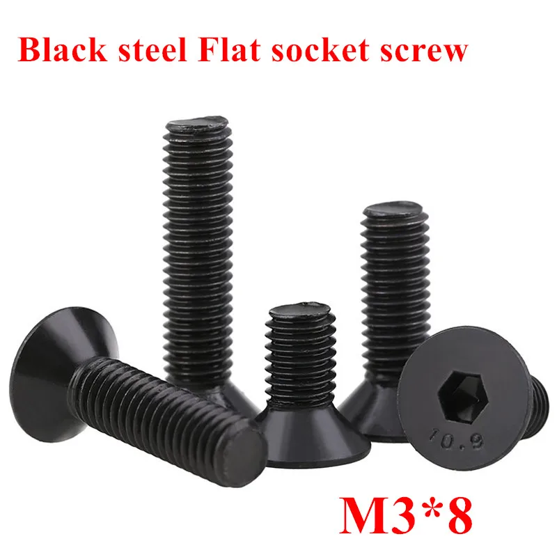 500pcs M3*8 Hex socket flat head cap screw DIN7991 grade 10.9 alloy steel black M3x8mm Countersunk head screw Bolts
500pcs M3*8 Hex socket flat head cap screw DIN7991 grade 10.9 alloy steel black M3x8mm Countersunk head screw Bolts