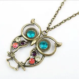 Bronze owl Pendant sweater necklace Fancy Colorful Jewelry 10pcs/lot fashion accessary Vintage Promotional Gift
Bronze owl Pendant sweater necklace Fancy Colorful Jewelry 10pcs/lot fashion accessary Vintage Promotional Gift