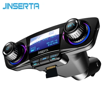 JINSERTA 전원 켜기 끄기 블루투스 5.0 FM 송신기 변조기 핸즈프리 자동차 키트, TF USB 음악 AUX 오디오 MP3 플레이어