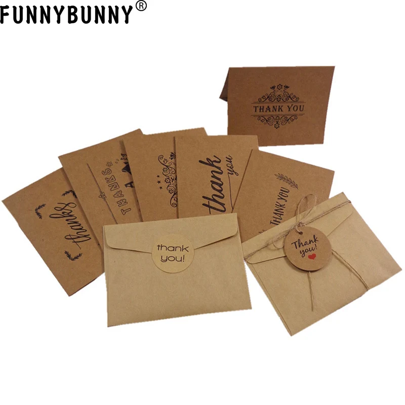 FUNNBUNNY 6Sets Thank You Greeting Card kraft Paper Envelopes Seal Sticker Wedding Party Mini Brown Paper Card
FUNNBUNNY 6Sets Thank You Greeting Card kraft Paper Envelopes Seal Sticker Wedding Party Mini Brown Paper Card