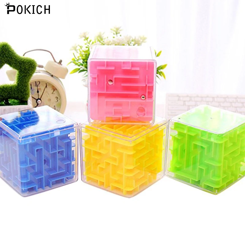 

Pokich Maze Magic Square Transparent 3D Three-Dimensional Labyrinth Ball Revolving Magic Cube Intelligence Puzzle Toys-B