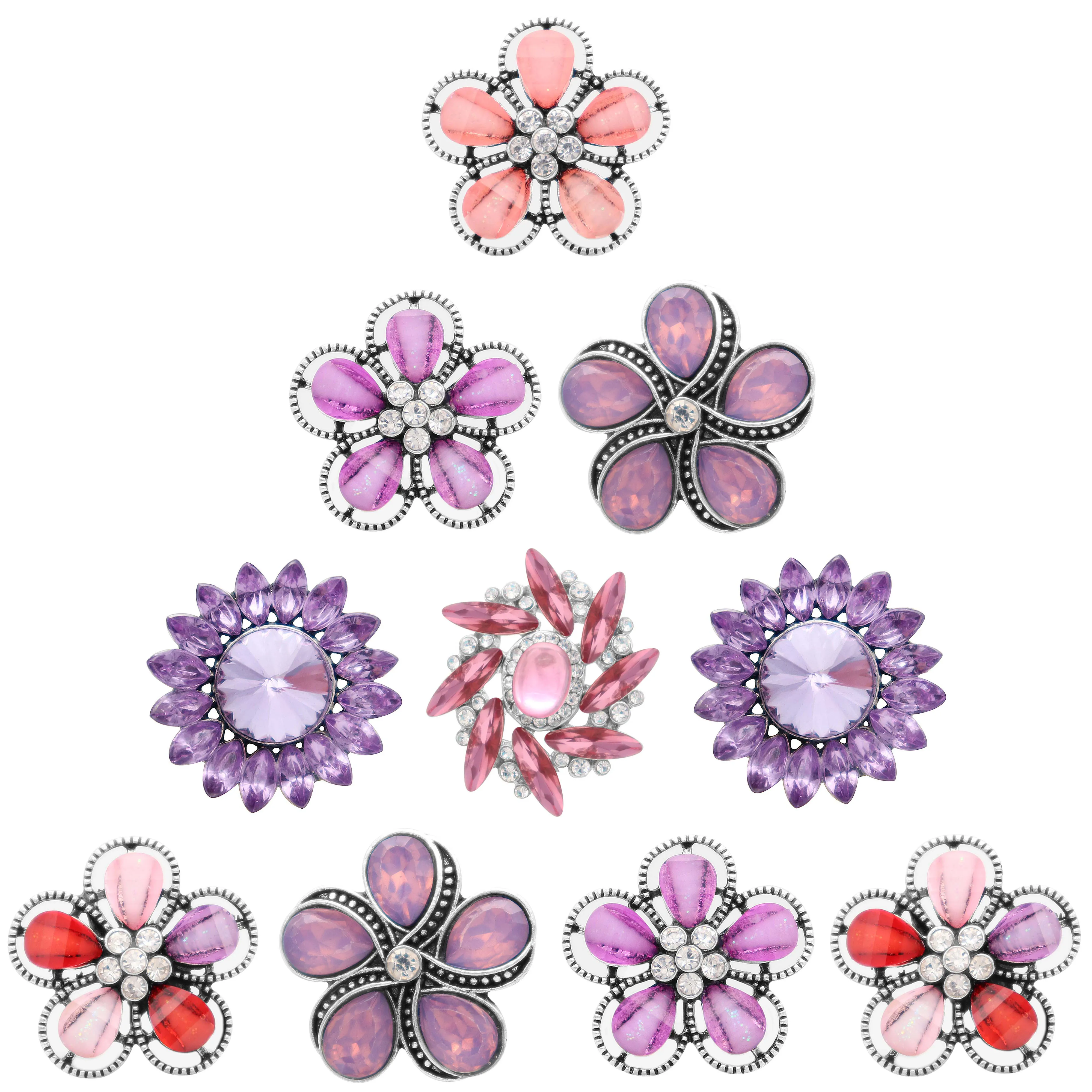 5pcs 18mm purple Rhinestone Crystal Flower Snap Button jewelry Fit 20mm Snap bracelets necklace Jewelry for women birthday gift
5pcs 18mm purple Rhinestone Crystal Flower Snap Button jewelry Fit 20mm Snap bracelets necklace Jewelry for women birthday gift