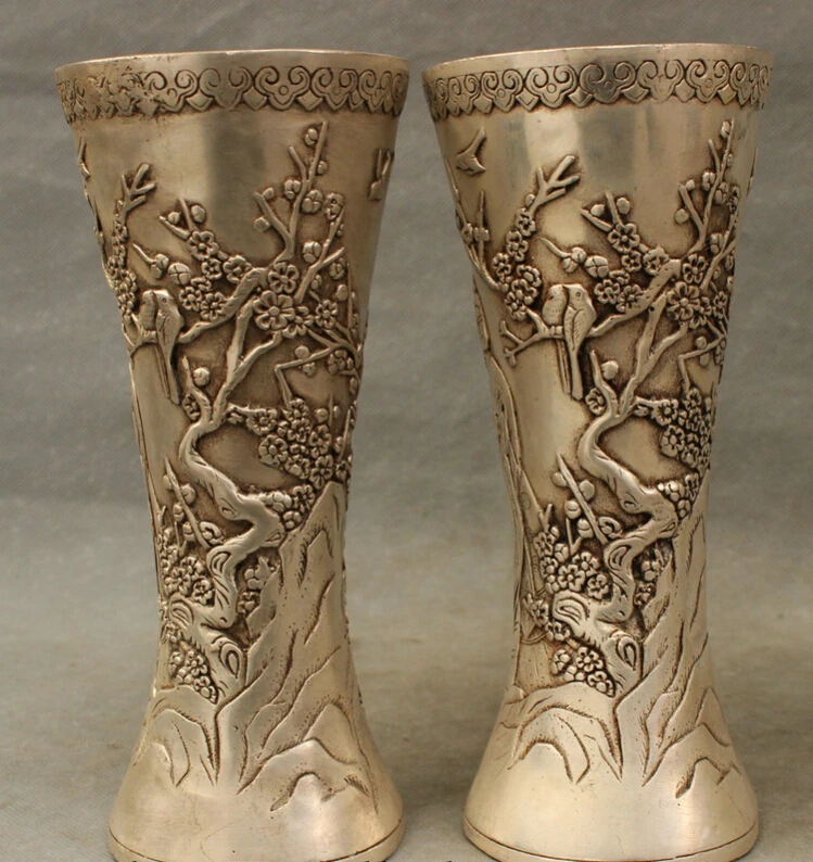 S4785 8" Chinese Silver Palace Court 2 Belle Statue Bird peach blossom Vase Pot Pair D0317
S4785 8" Chinese Silver Palace Court 2 Belle Statue Bird peach blossom Vase Pot Pair D0317