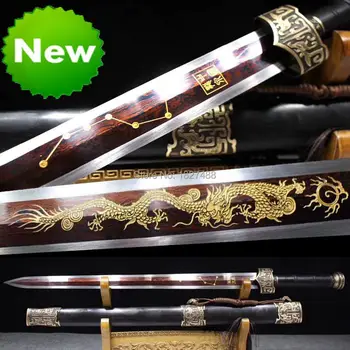 Chinese Lucky Dragon Sword Sharp Folded Pattern Steel QiXing Blade Handmde Han Dynasty Battle Jian/Copper Knife Fittings
Chinese Lucky Dragon Sword Sharp Folded Pattern Steel QiXing Blade Handmde Han Dynasty Battle Jian/Copper Knife Fittings