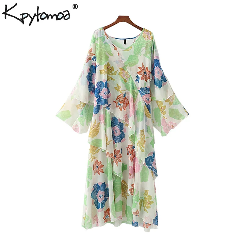 Vintage Elegant Floral Print Ruffles Chiffon Maxi Dress Women 2019 Fashion V Neck Long Sleeve Dresses Casual Vestidos Mujer
Vintage Elegant Floral Print Ruffles Chiffon Maxi Dress Women 2019 Fashion V Neck Long Sleeve Dresses Casual Vestidos Mujer