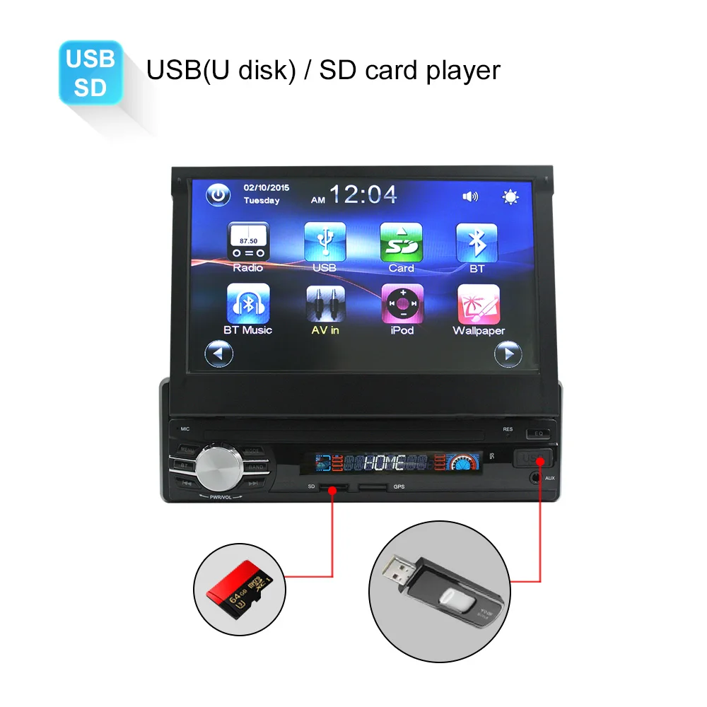Car GPS Navigation Radio Stereo Universal 7 inch slip down Touch 1DIN FM Bluetooth MP3 MP4 Mp5 Remote Control Audio Player 0013G
Car GPS Navigation Radio Stereo Universal 7 inch slip down Touch 1DIN FM Bluetooth MP3 MP4 Mp5 Remote Control Audio Player 0013G