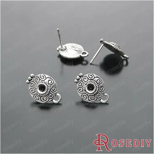 15*10.5mm Antique Silver color Steel Stud Earrings with Round Alloy Flower with a Hanging Hole Diy Findings 20 pieces(JM4879)
15*10.5mm Antique Silver color Steel Stud Earrings with Round Alloy Flower with a Hanging Hole Diy Findings 20 pieces(JM4879)