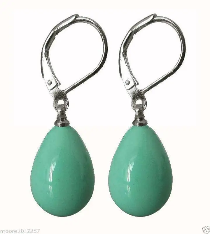 Free Shipping >>>> Approx 12X16mm green teardrop Turquoise shell pearl Leverback silver earrings 
Free Shipping >>>> Approx 12X16mm green teardrop Turquoise shell pearl Leverback silver earrings