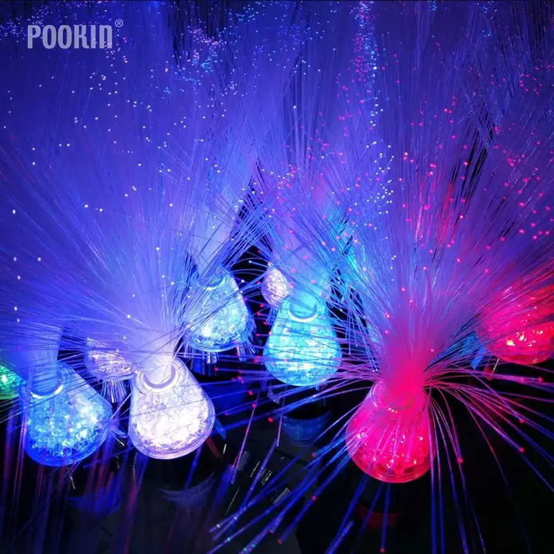 

LED Multicolour Fibre Optic Lamp Light With Ice Base Relax Changing Bedside Nightlights For Children Birthday Gift Home Decor