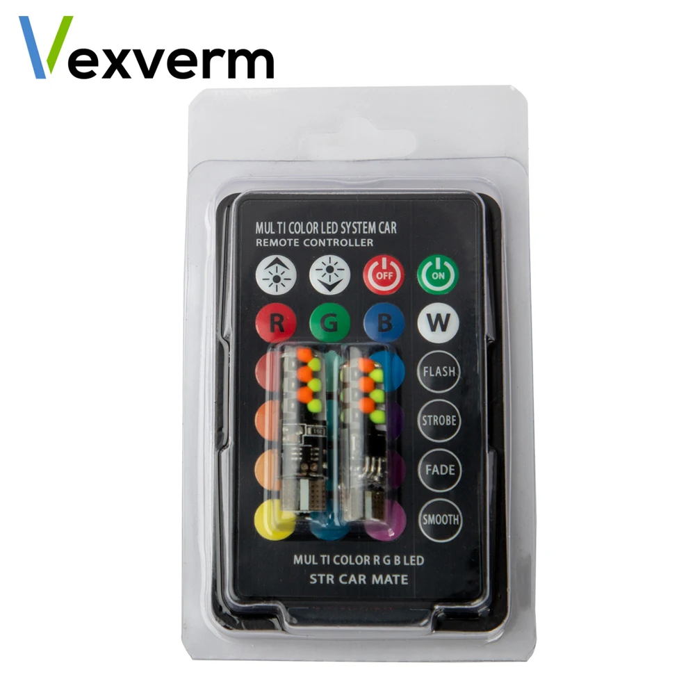 T10 W5W RGB Led Car Clearance Lights 194 168 Width Interior Lighting Source for Brake Reading Dome License Light with Remote
T10 W5W RGB Led Car Clearance Lights 194 168 Width Interior Lighting Source for Brake Reading Dome License Light with Remote