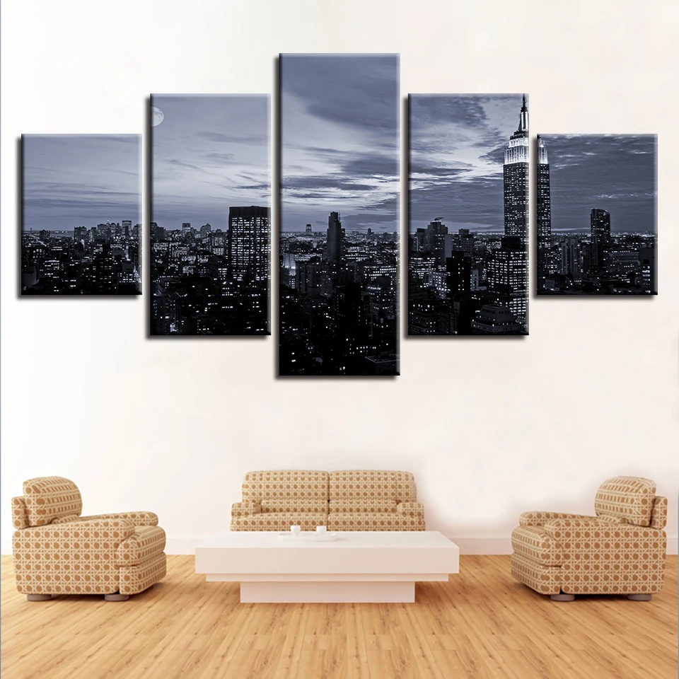 

HD Print Pictures Decor Living Room Or Bedroom Wall Art 5 Pieces Buildings City Scenery Canvas Painting Modular Poster Framework