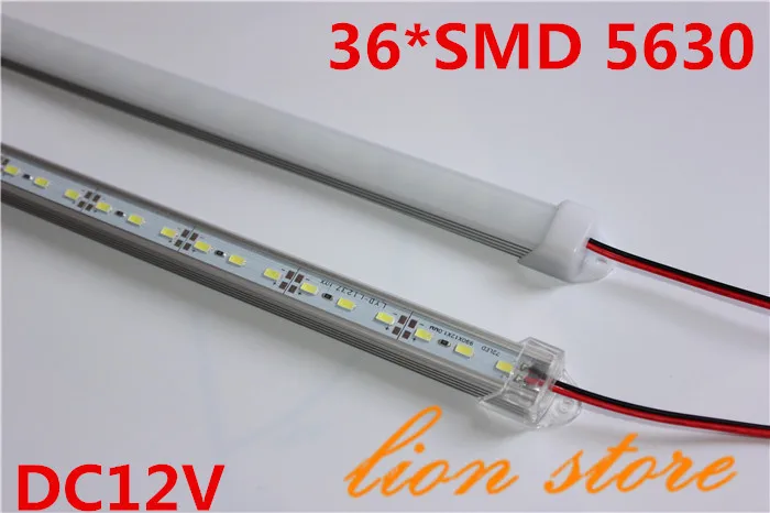 5pcs*50cm Factory Wholesale 50CM DC 12V 36 SMD 5630 LED Hard Rigid Strip Bar Light with U Aluminium shell +pc cover | Лампы и