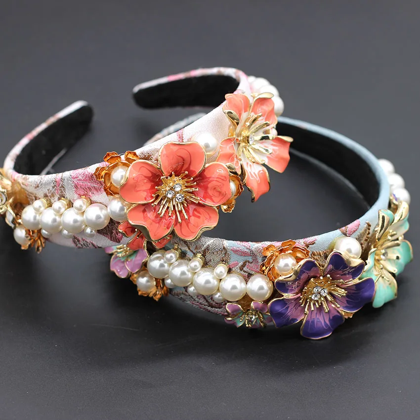 Pearl metal flower baroque headband metal horn flower pearl geometry multi-color versatile headband 854
Pearl metal flower baroque headband metal horn flower pearl geometry multi-color versatile headband 854