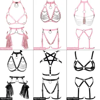 Leather women Harness Bra Strap Top Metal Rivet Steampunk Harajuku Tassel Garter Belt Set Cage Full body Art Clothing Rave Wear
Leather women Harness Bra Strap Top Metal Rivet Steampunk Harajuku Tassel Garter Belt Set Cage Full body Art Clothing Rave Wear