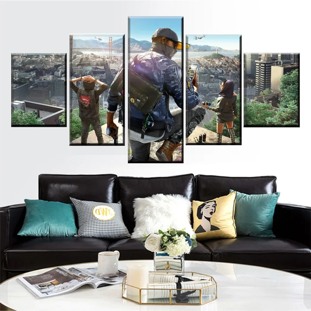 Modular Picture Framework On Canvas Printing Type Painting One Set 5 Piece Game Watch Dogs 2 Role Poster Wall Art Home Decor
Modular Picture Framework On Canvas Printing Type Painting One Set 5 Piece Game Watch Dogs 2 Role Poster Wall Art Home Decor