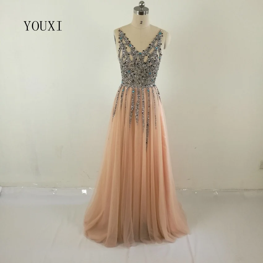 Robe De Soiree Real Photos Tulle Crystal Peach Color Party Occasion Formal Long Evening Dress 2017
Robe De Soiree Real Photos Tulle Crystal Peach Color Party Occasion Formal Long Evening Dress 2017