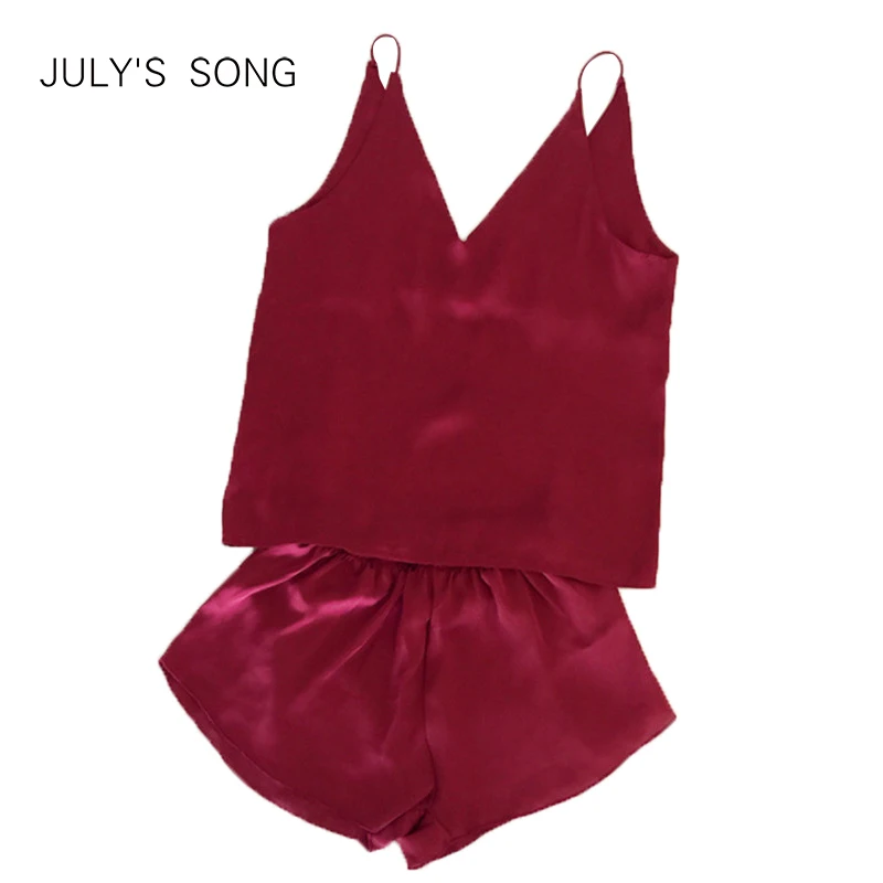 JULY'S SONG Women Sleeveless Sling and Shorts Ladies Satin Sleep Tops Spring Summer Pajama Sleepwear Women's Sleepwear Set
JULY'S SONG Women Sleeveless Sling and Shorts Ladies Satin Sleep Tops Spring Summer Pajama Sleepwear Women's Sleepwear Set